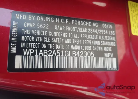 2016 Porsche Macan S from USA, damaged, VIN WP1AB2A51GLB42305